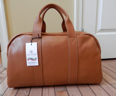 New DIVINA FIRENZE LEATHER CARRY ON DUFFLE BAG with TRAVEL PURCE, made in ITALY