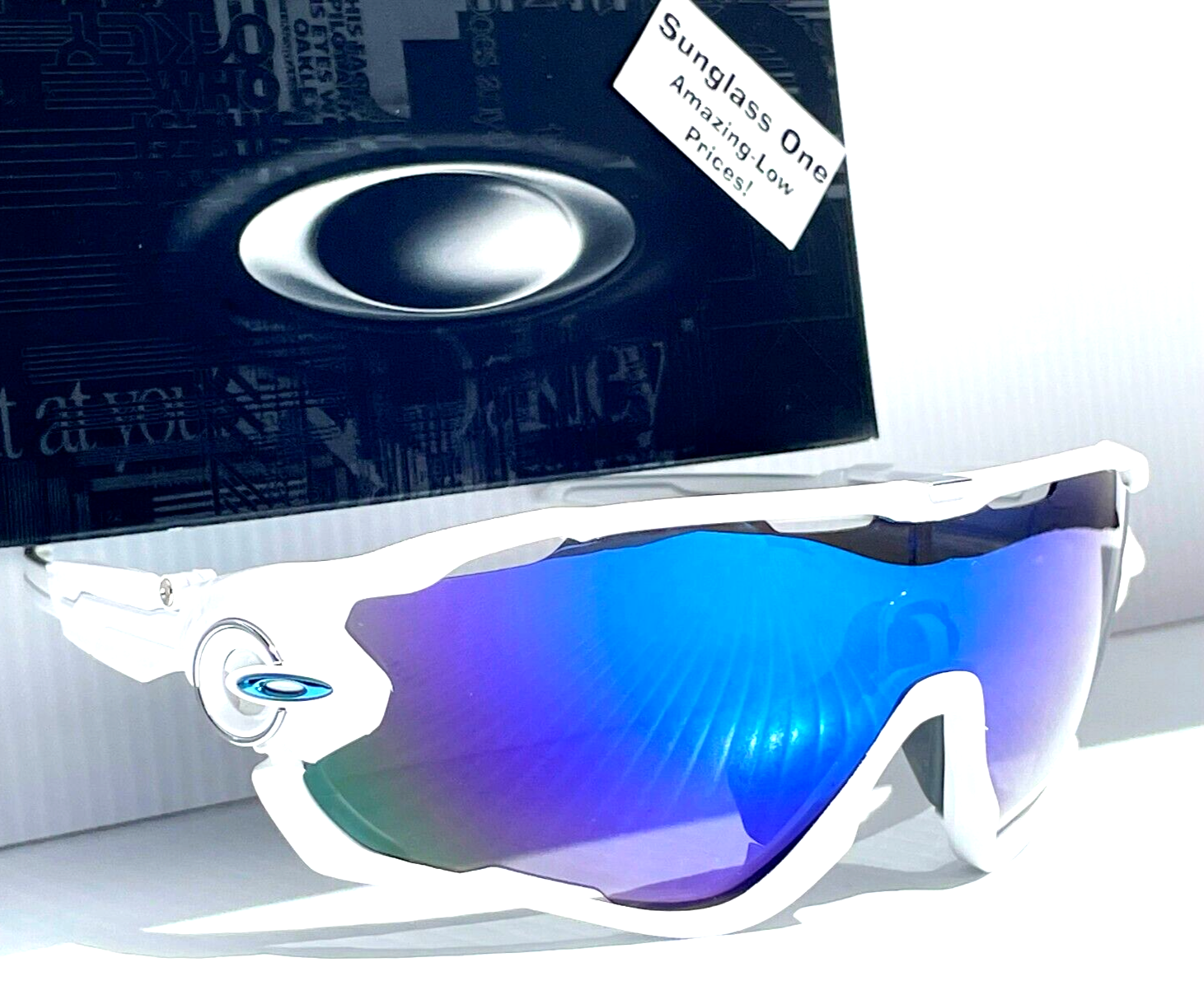 NEW Oakley JAWBREAKER White w POLARIZED Galaxy Blue Mirror NEW Oakley JAWBREAKER White w POLARIZED Galaxy Blue Mirror
