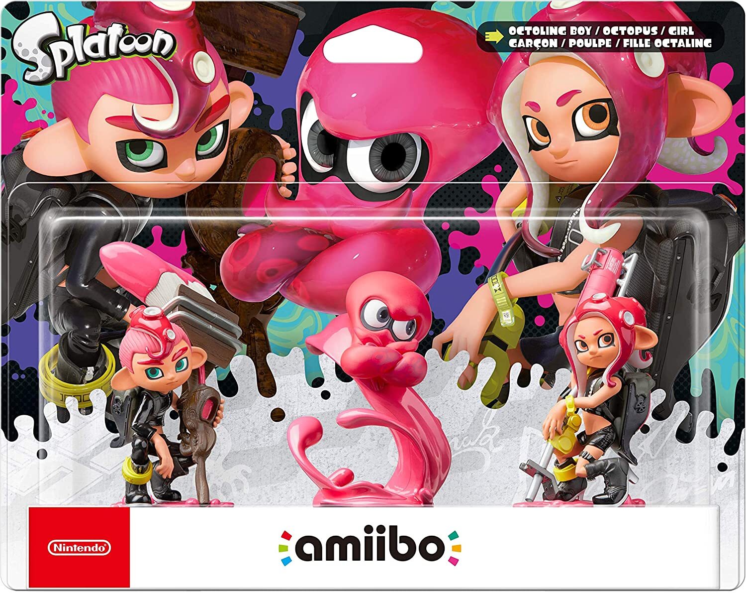 Splatoon 2 Octoling Amiibo Figures 3-Pck Switch Pink Boy