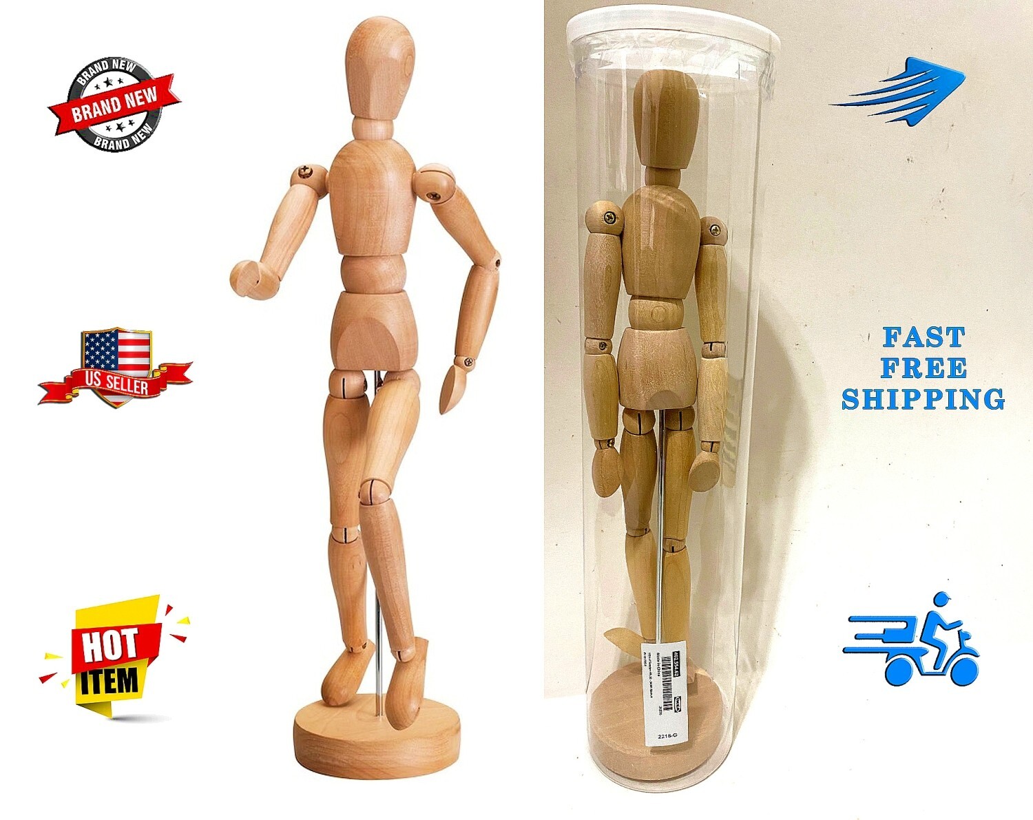 IKEA GESTALTA Artist's Natural Wooden Human Figure With