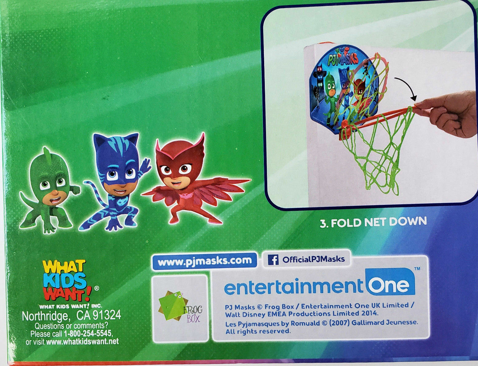 PJ Masks Toy Basketball Set Ball Hoop Net Door Hanger 3+ Catboy Owlette Gekko
