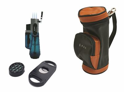 F.e.s.s. Fess Golf Gift Set Mini Golf Bag Humidor with Humidifier Torch Lighter 