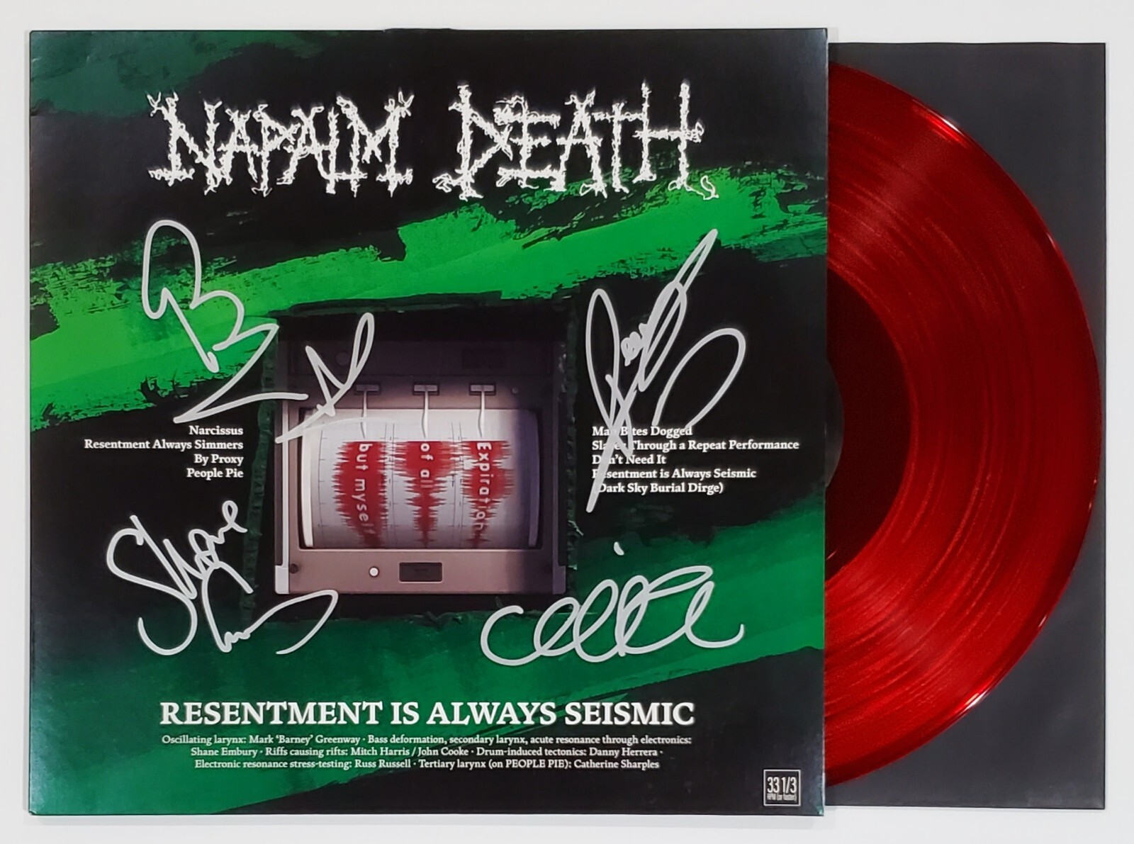 NAPALM DEATH レコード NAPALM DEATH SIGNED RESENTMENT IS SEISMIC EP VINYL ALBUM W