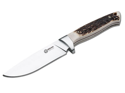 Boker Arbolito Hunter Stag Fixed Knife 4.72'' N695 Blade Full Tang   02BA351H
