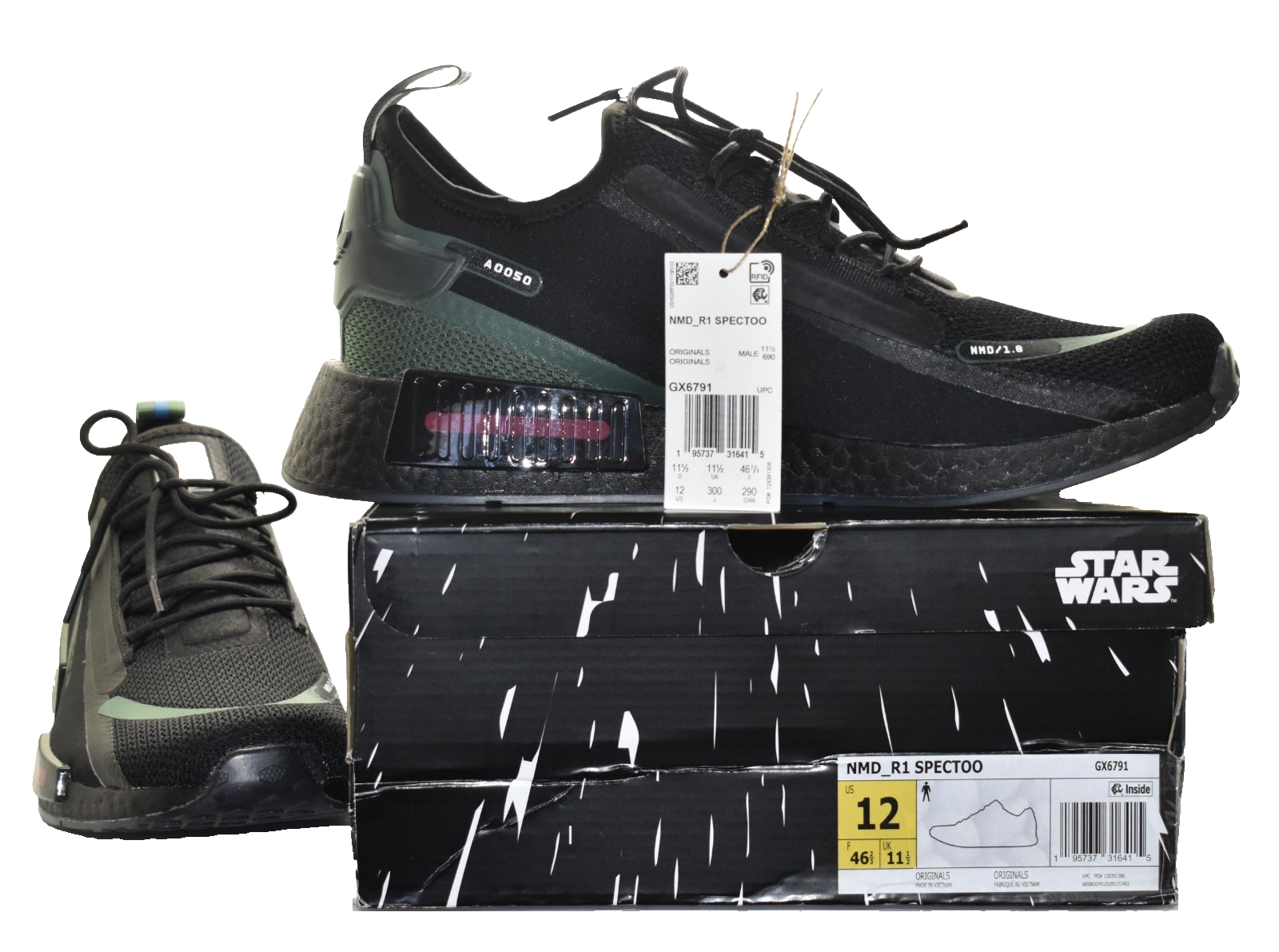 V　 E0 NIB ADIDAS NMD R1 Spectoo Star Wars Boba Fett Trainers