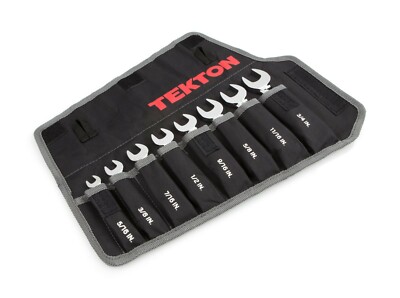 Tekton WRN01086 8 Pc SAE Stubby Combination Wrench Set w/ Pouch, 5/16 - 3/4 Inch