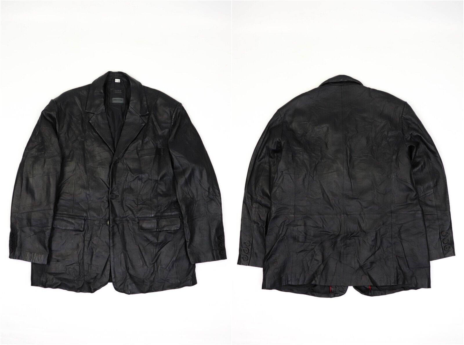 Smooth City Collection 90s Y2K Black Leather Sport Coat Smooth City Collection 90s Y2K Black Leather Sport Coat