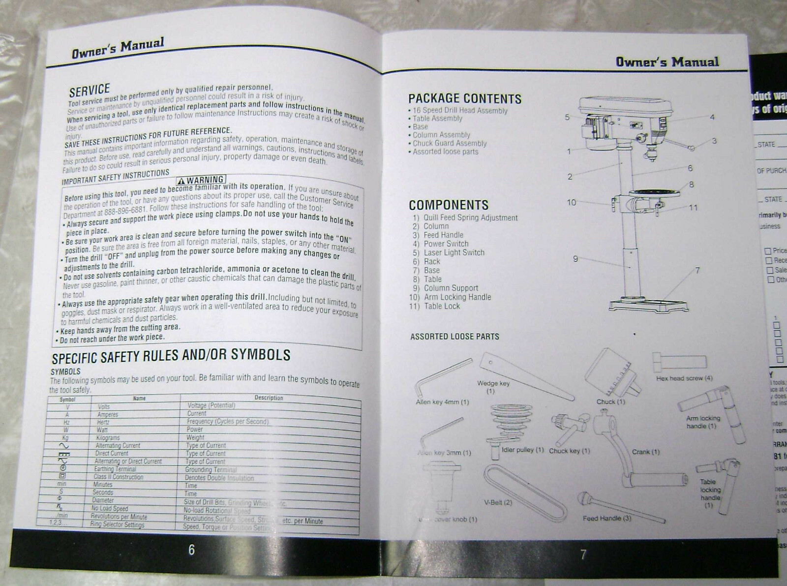 STEELE 14 INCH FLOOR MOUNT DRILL PRESS OWNERS / OPERATORS MANUAL IN ORIGINAL BAG