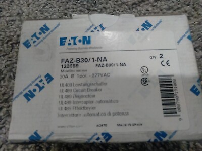 EATON FAZ-B30/1-NA CIRCUIT BREAKER 30A B 1 P 277VAC 132689 NEW IN BOX