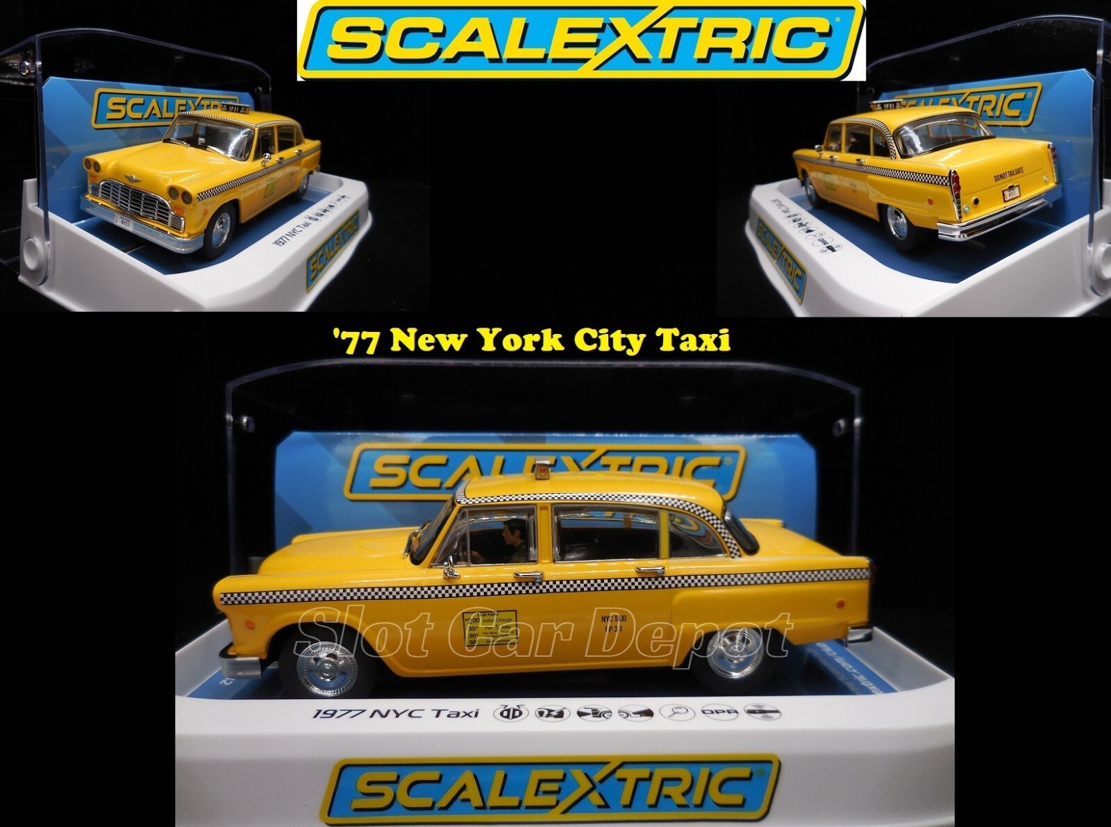 en-taxi 17冊 Scalextric 1977 New York City Yellow Taxi Lights DPR Spark