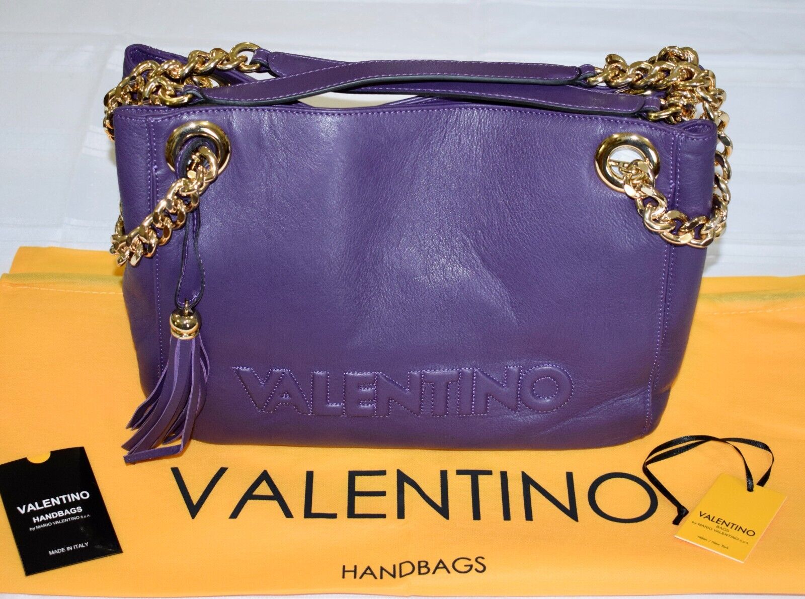 Valentino Mario Valentino SPA Luisa Embossed Purple Leather Valentino Mario Valentino SPA Luisa Embossed Purple Leather