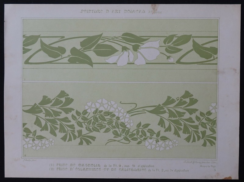 Peinture D' Art Nouveau Mulier 3 / Magnolia Ã©Glantine Jugendstil 1900 No Mucha 