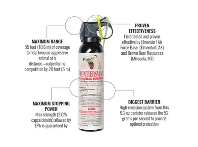 FRONTIERSMAN Bear Spray - Maximum Strength & Maximum Range - 30 Feet (7.9 oz)