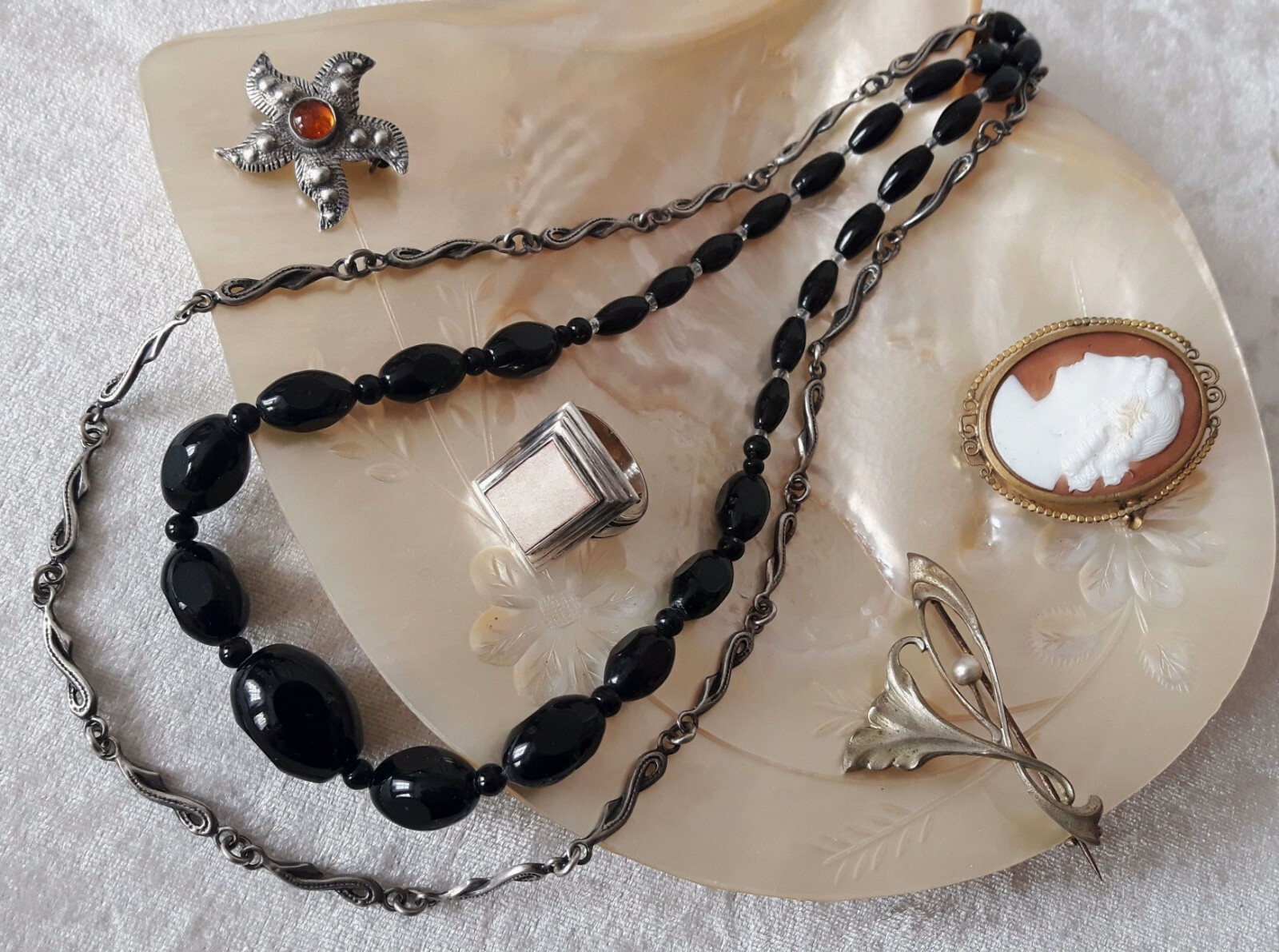 Konvolut antiker Schmuck Biedermeier Jugendstil Art-Deco Silber 