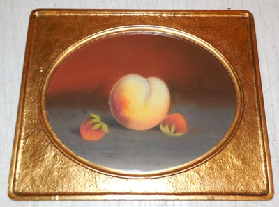19th c american school peach & strawberry still life pastel