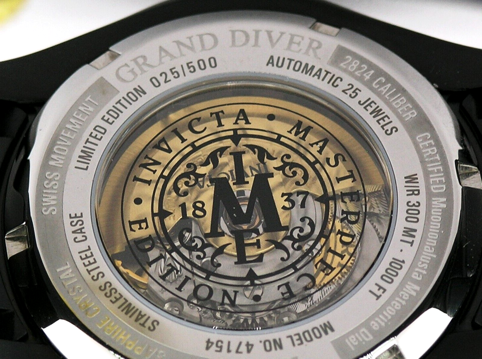 Pre-owned Invicta 47154 Swiss Automatic Eta 2824 Masterpiece Meteorite Dial Limited