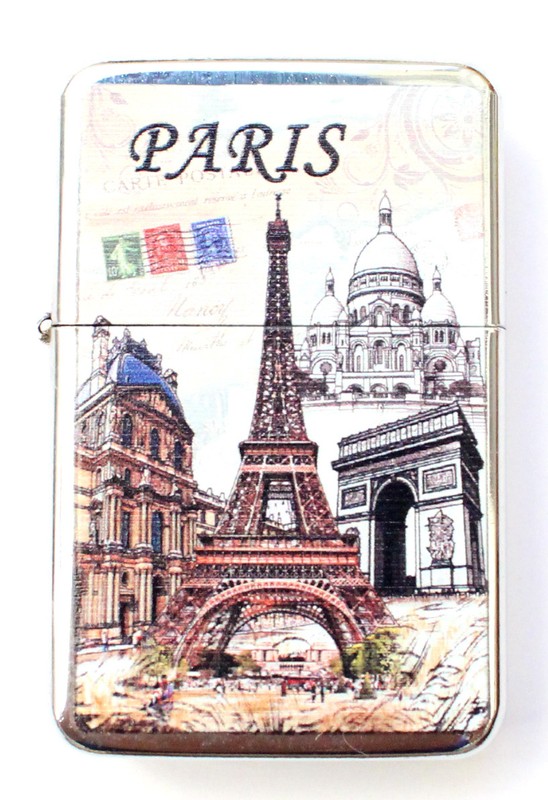 Briquet TempÃªTe 107h Essence 6x4x1,2cm ImprimÃ© Paris Tour Eiffel MÃ©Tal Cadeaux