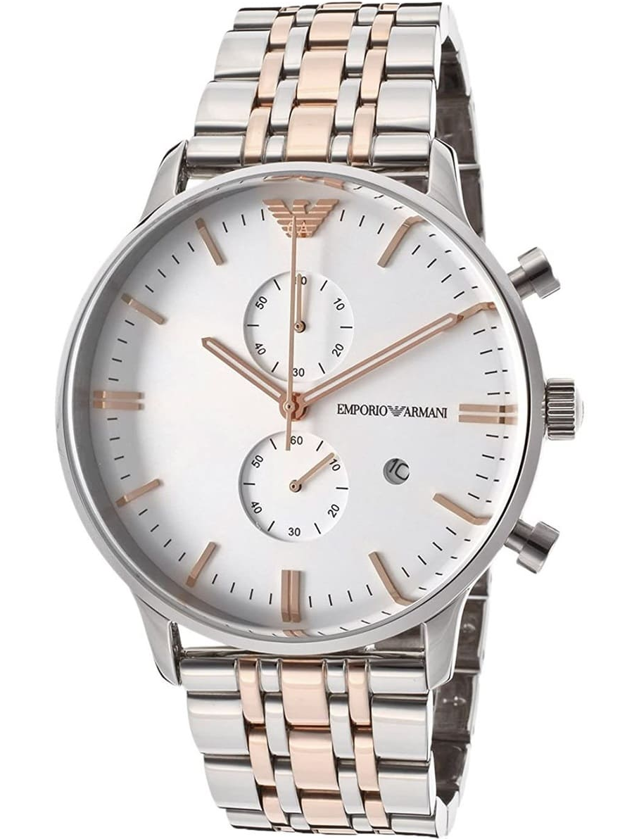 Emporio Armani Two Tone Stainless Steel Chronograph Men's