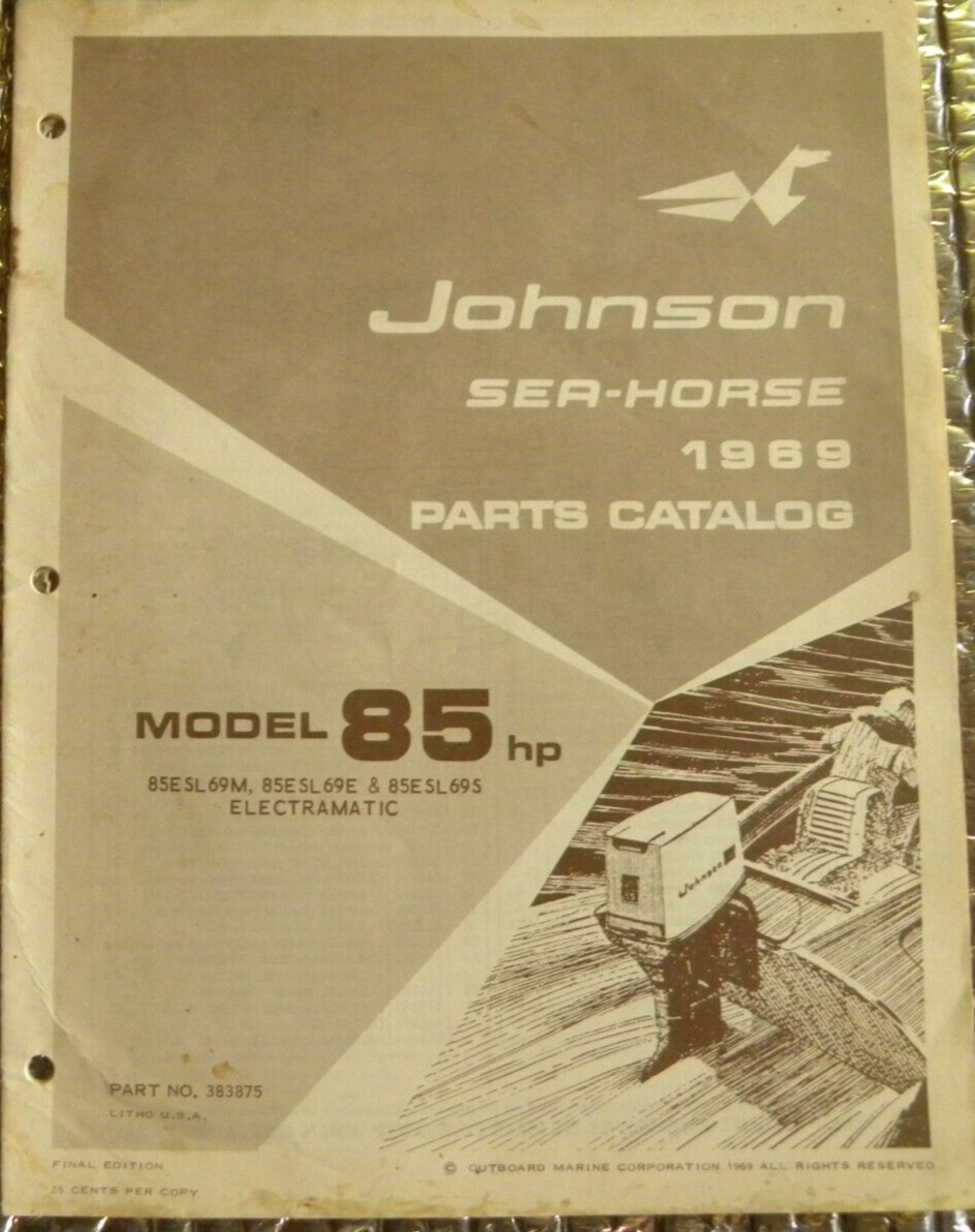 Factory 1969 Johnson Sea-Horse Outboard Parts Catalog 85 HP Electramatic