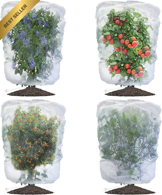 4 Pack Fruit Protection Bags with Drawstring, Garden Netting Plant Covers, 3.5 F