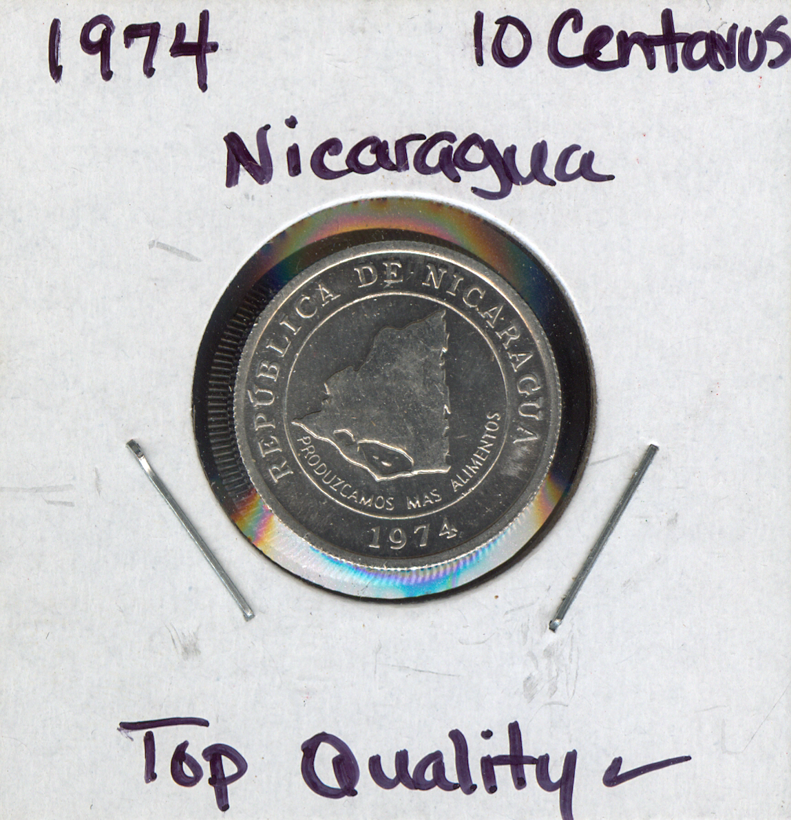 1974 Nicaragua 10 centavos Top Quality Sku: World #017