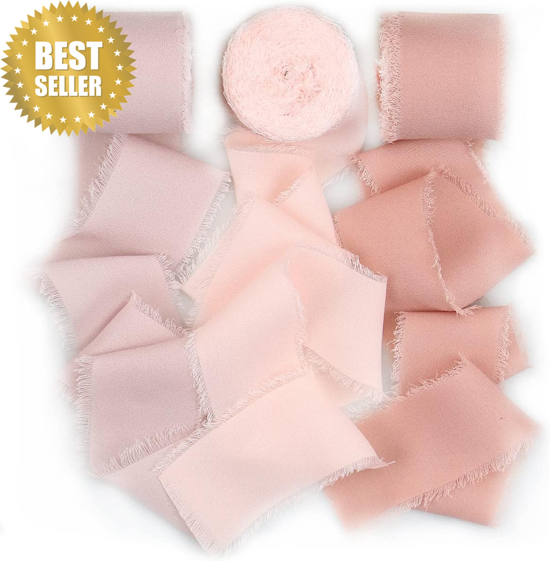 SHUNSTONE Mixed Pink Chiffon Ribbon 3 Rolls X 1.5