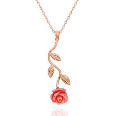 k14 rose flower necklace top 14金 Diamond Flower Charm Pendant Necklace 14k Rose Gold (0.03ct