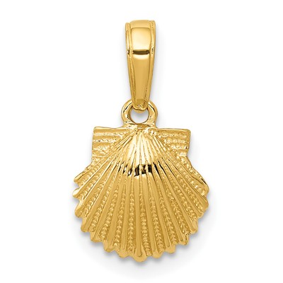 Avariah Solid 14k Yellow Gold Scallop Shell Pendant - 17mm
