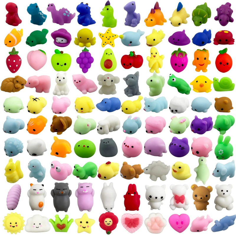 100 PCS Mochi Squishy Toys Kawaii Squishies Stress Relief Toys Pack for Kids Boy