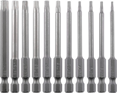 Security Torx Screwdriver Bit Set 11PCS 1/4 Inch Hex Shank 3 Inch/75 Mm Length S