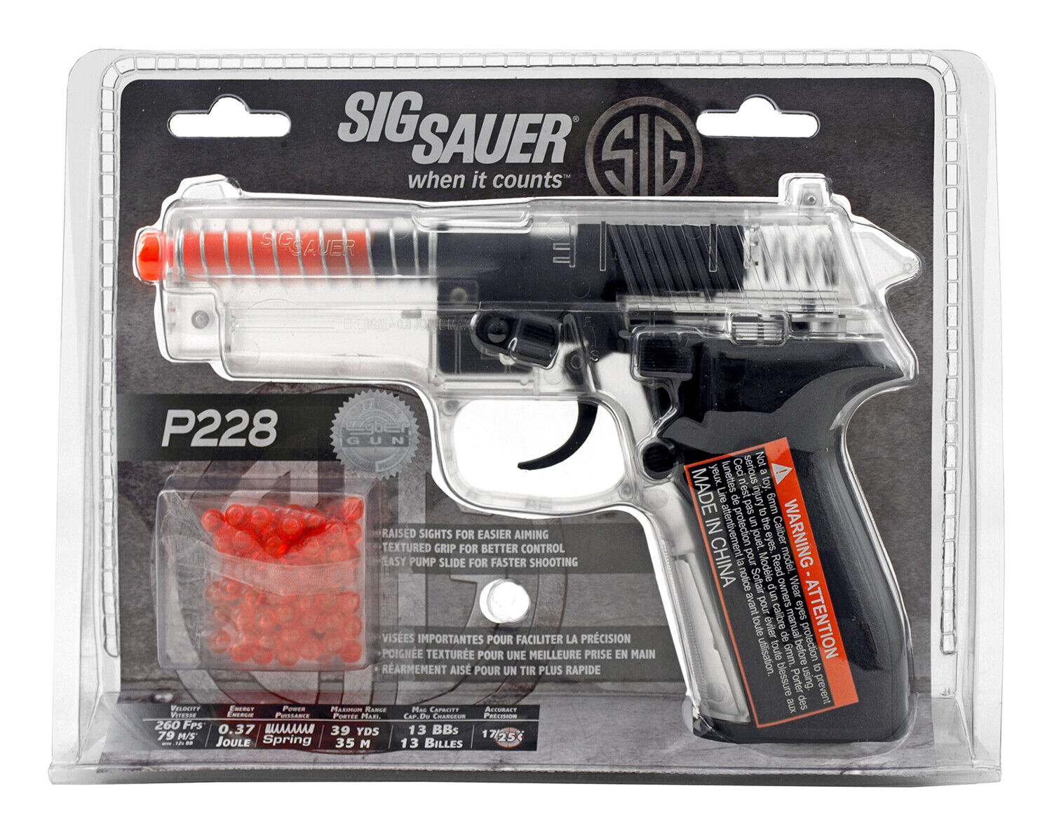 Sig Sauer P228 Spring Powered Airsoft Pistol 260 FPS Clear Sig Sauer P228 Spring Powered Airsoft Pistol 260 FPS Clear