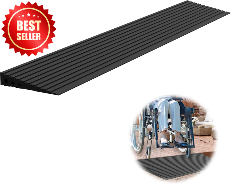 1" Rise Threshold Doorway Ramp 35.5" Wide Natural Rubber 2000 LB Load US