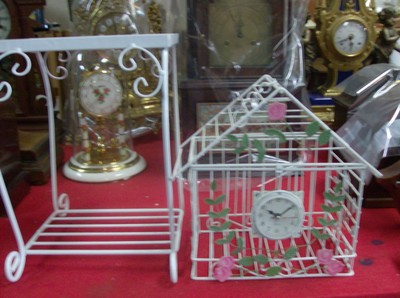 Large Metal Bird Cage Desk/Shelve/Mantel Clock  ( Quartz)  (New IN Box)
