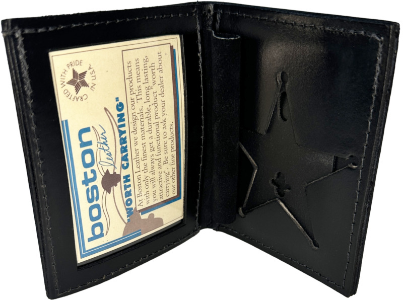 BOSTON LEATHER BOOK STYLE BADGE WALLET: Chicago Police Command Staff Star Cut...