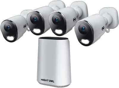 Night Owl 8 Channel 4 Camera Indoor Outdoor Plug-In WiFi IP 4K 64GB Security Kit