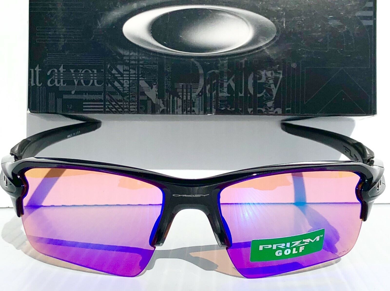 NEW* Oakley FLAK 2.0 BLACK polished PRIZM GOLF Lens Sunglass NEW* Oakley FLAK 2.0 BLACK polished PRIZM GOLF Lens Sunglass