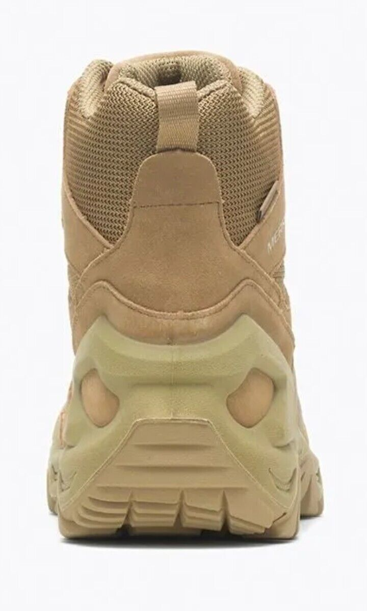 Pre-owned Merrell Strongfield Tactical 6" Waterproof Boot Tan Men's 12 Leather Boots In Brown