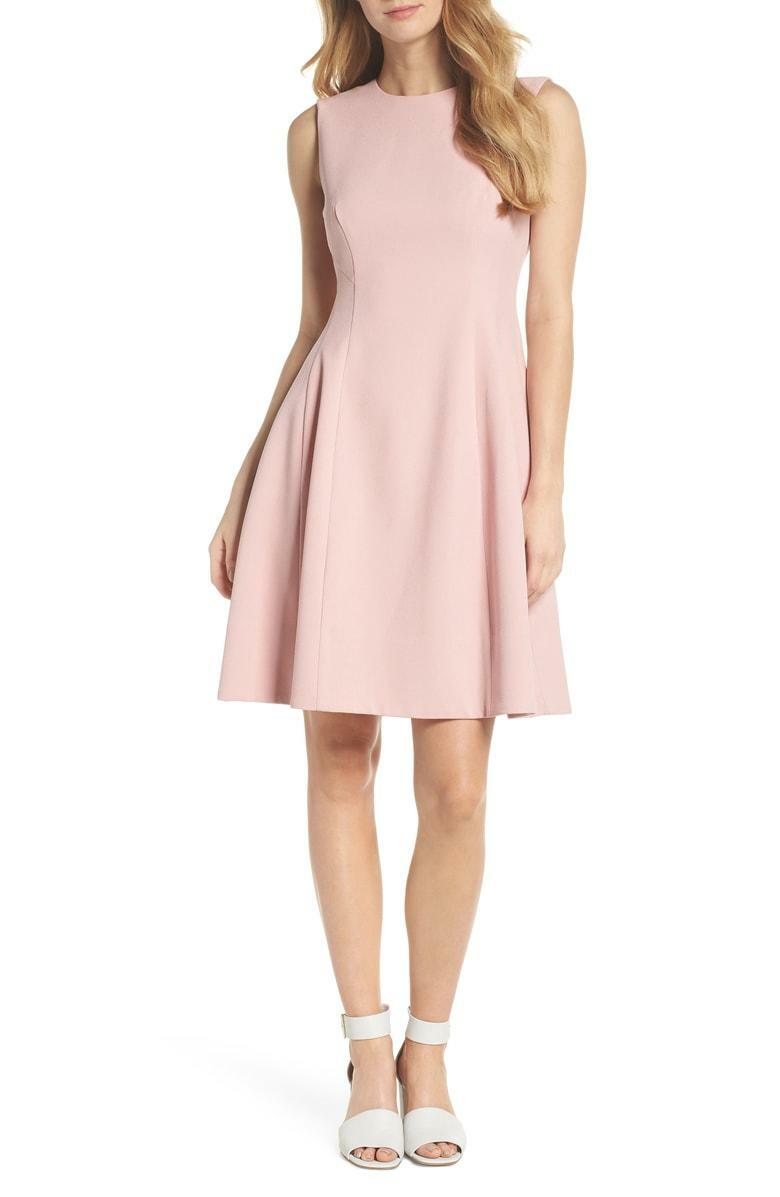 

Eliza J New w Tag Modern BLUSH Креповое платье без рукавов с расклешенной юбкой 6,,10,12, Blush pink