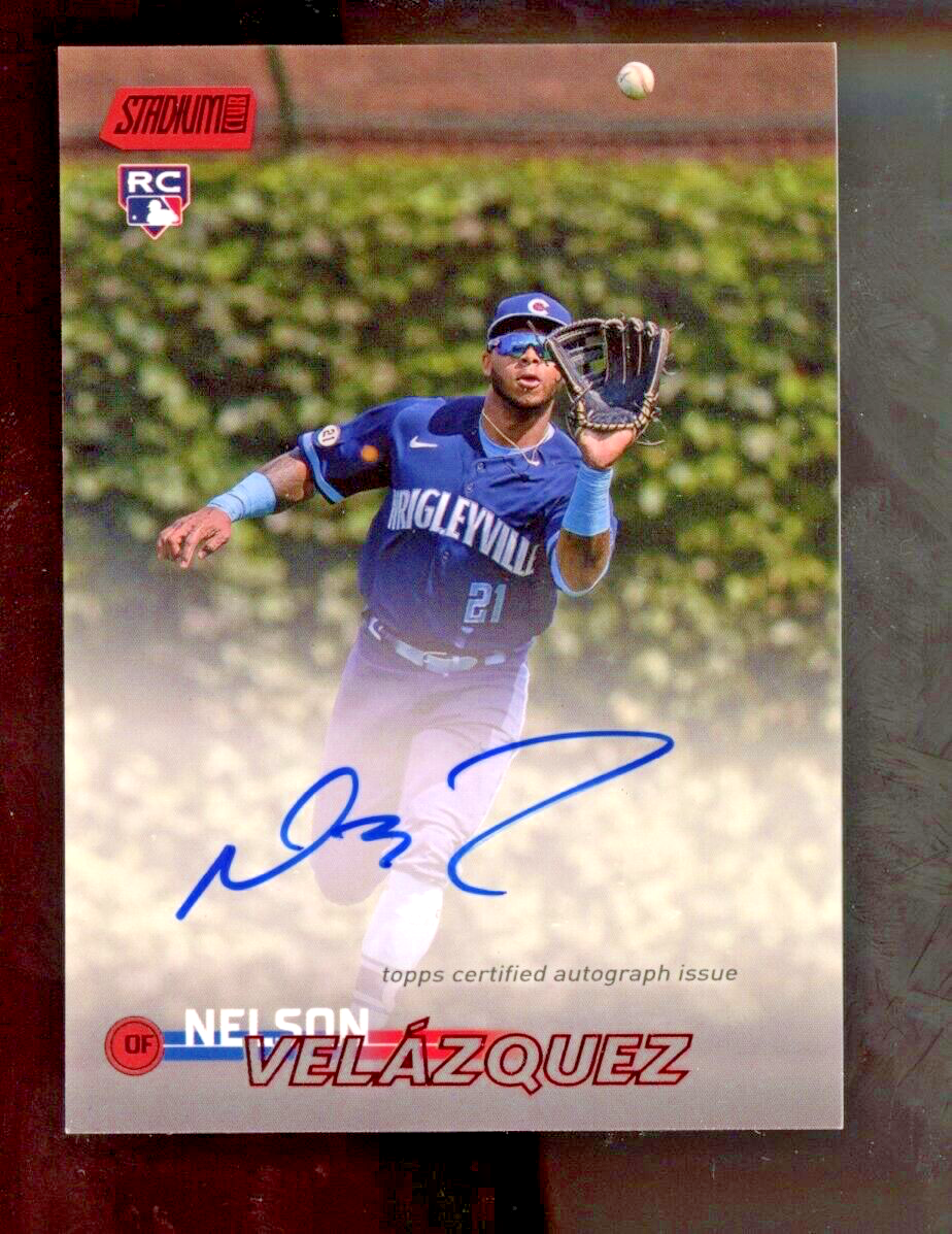 スポーツ選手 stadium club topps auto NELSON VELAZQUEZ 2023 Topps Stadium Club Nelson Velazquez Auto #'d /25 Black