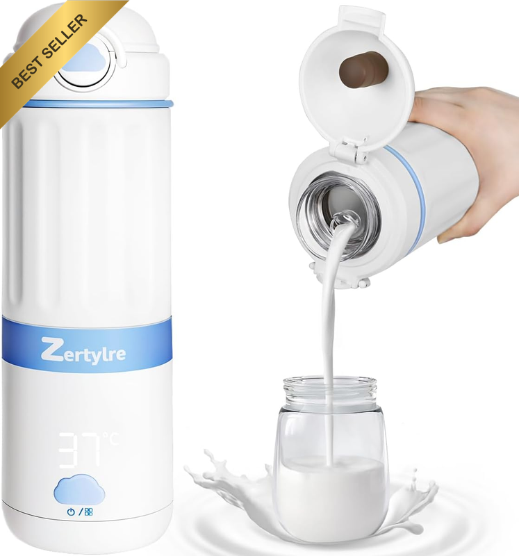 Portable Milk Warmer: 2.5 Min Fast Heat, 13500mAh, 17oz Capacity, Travel