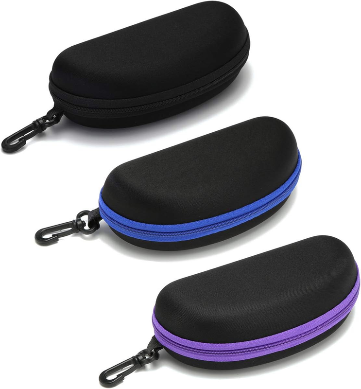 Sunglasses Case,(3 Pack) Portable Travel Zipper Eyeglasses Frame Glasses Case Ho
