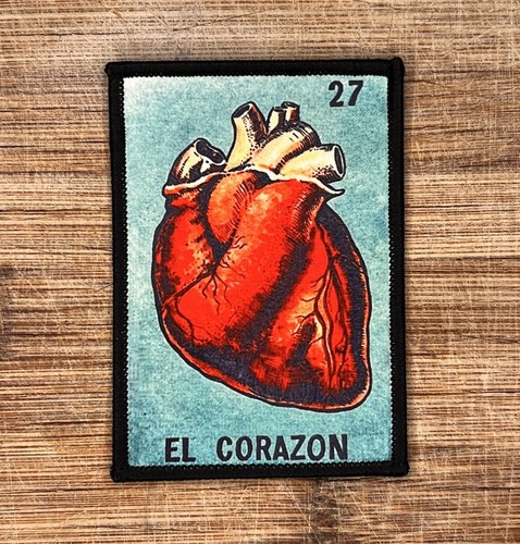Loteria El Corazon Patch 3.5x2.5 Inches Iron-On Mexican Heart Design