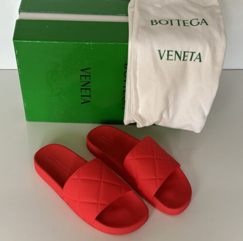 Pre-owned Bottega Veneta $390  Slider Patterned Rubber Sandals Tomato 10 Us (43) 640050 In Red