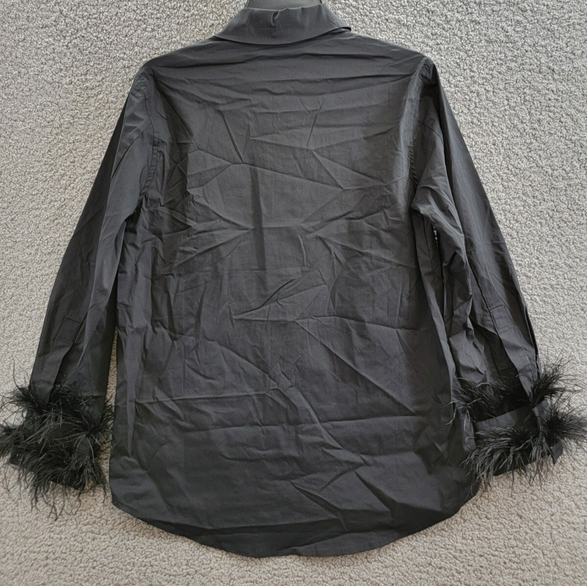 English Factory Feather Pointed Shirt Women's XS Black Button Front Closure L/S - Picture 11 of 15