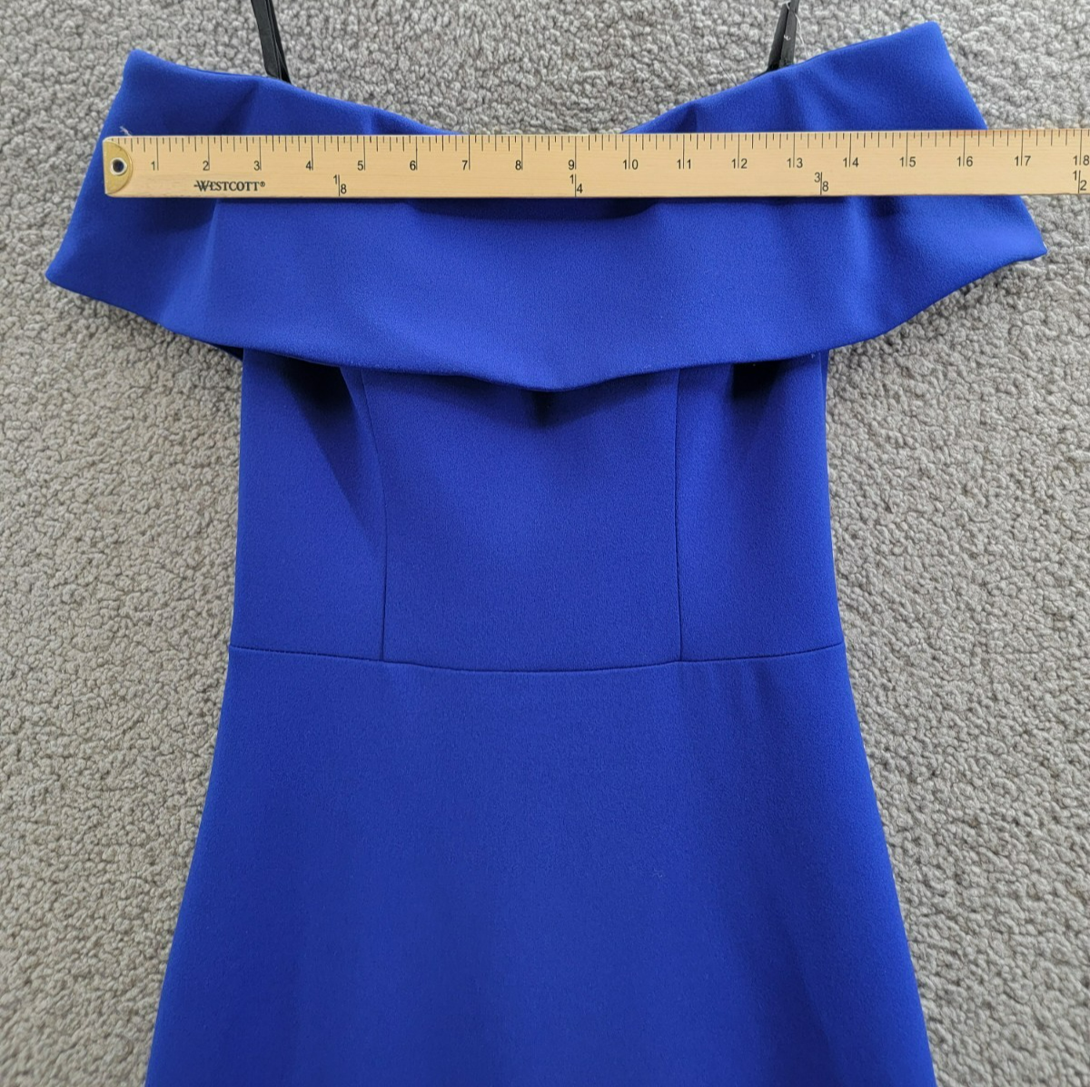 AQUA Off-the-Shoulder Scuba Crepe Gown Women's 2 Marine Back Zip Closure S/S - Picture 8 of 20