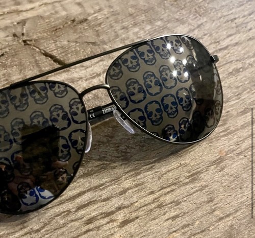 Pre-owned Zadig & Voltaire Skull Aviator Sunglasses. Nwt. Retail- $300 In Black