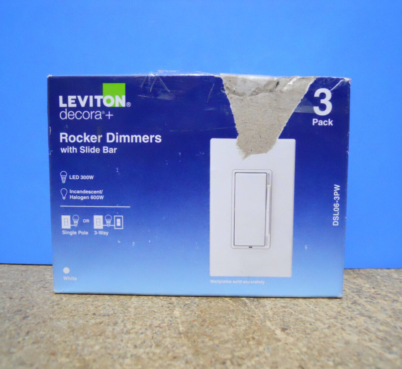 Leviton Decora+ (3 Pack) Rocker Dimmers with Slide Bar DSL06-3PW