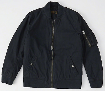 Men's Abercrombie A&F Classic Bomber Jacket Large Navy Blue - New With Tags