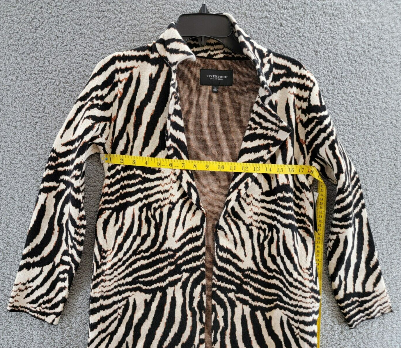 Liverpool Los Angeles Open Coatigan Sweater Women's XS Abstract Zebra Jacquard - Picture 6 of 17