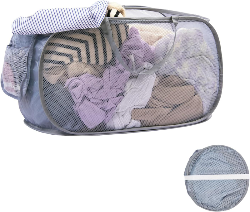 Collapsible Laundry Basket, 70L Foldable Pop Up Laundry Hamper with Handles, Mes